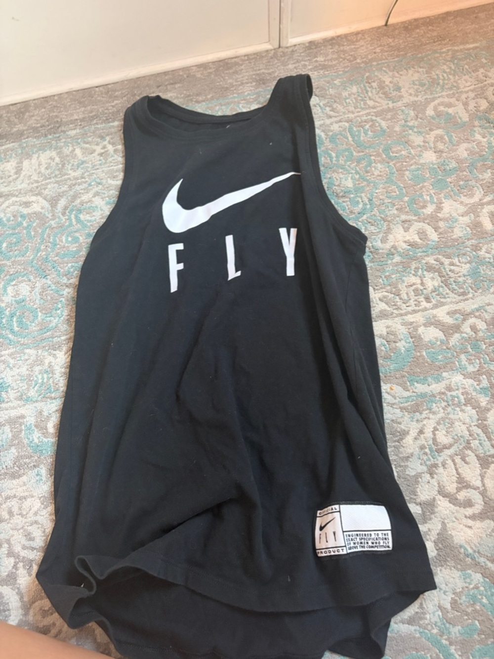 Nike Black Tank Top with White Swoosh & FLY Text